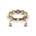 Shamballa Jewels Yellow Gold Champagne Diamond, Green Sapphire, Yellow Sapphire & Brown Moonstone 10mm Braided Bracelet (Back View) - D227034