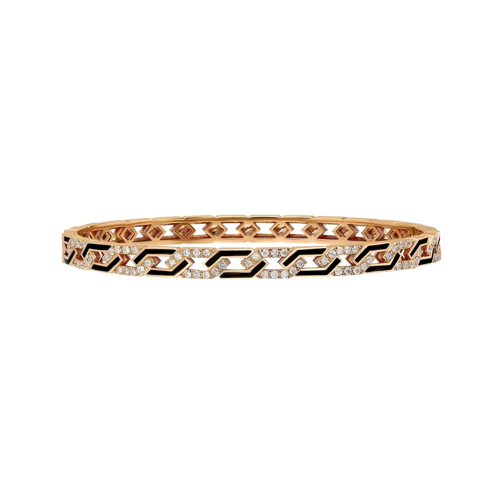 Rose Gold Fizzy Rebel Bracelet With Diamonds - Black Enamel