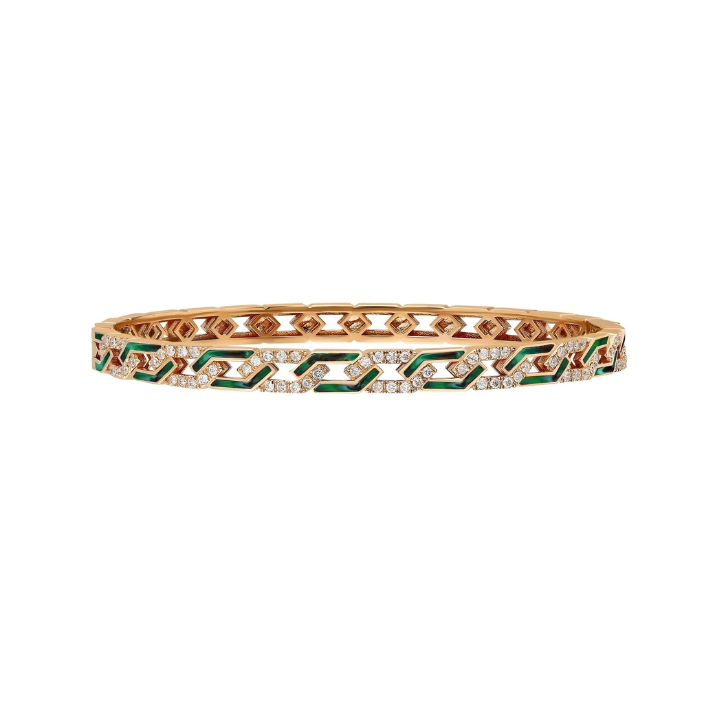 Rose Gold Fizzy Rebel Bracelet With Diamonds - Green Mother of Pearl Enamel