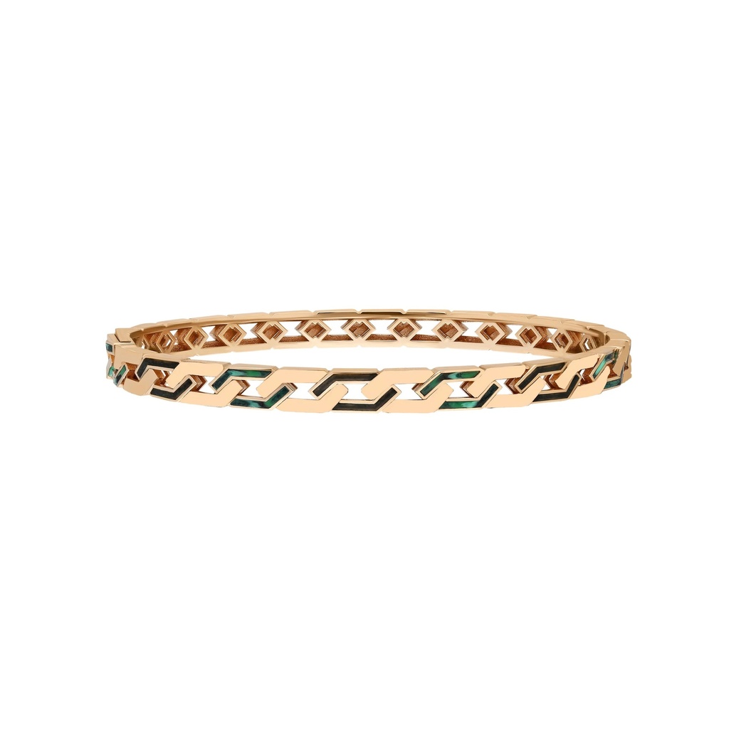 Rose Gold Fizzy Rebel Naked Bracelet - Black & Green Enamel