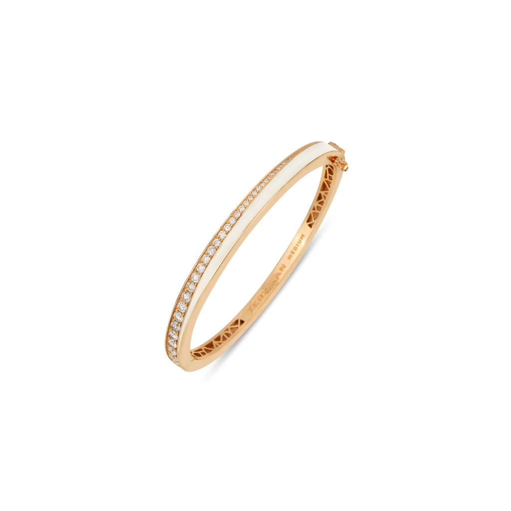 Rose Gold Flow Bracelet - White Enamel
