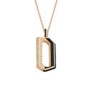 Rose Gold Flow Chain Pendant - Black Enamel