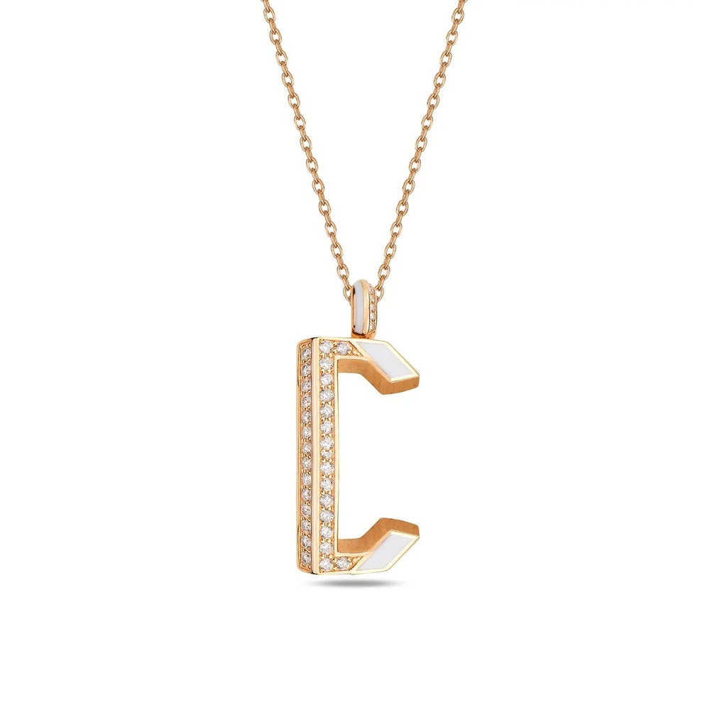 Rose Gold Flow Letter Pendant - "C"