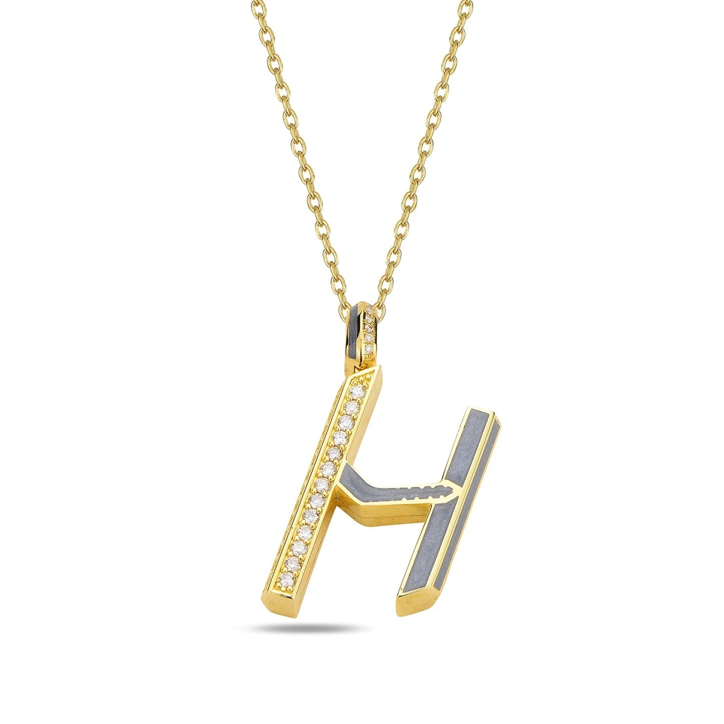 Rose Gold Flow Letter Pendant - "H"