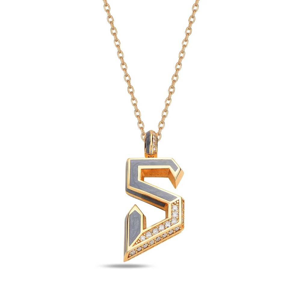 Rose Gold Flow Letter Pendant - "S"