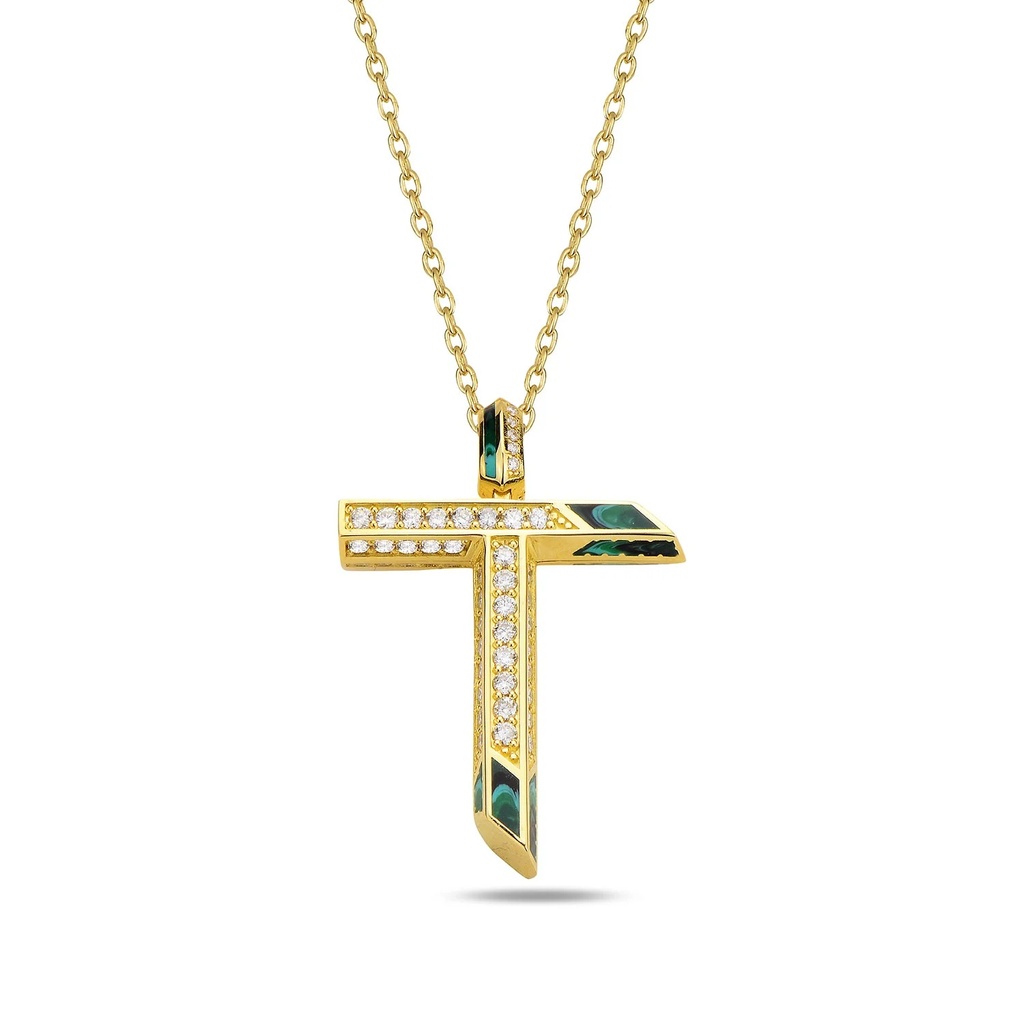 Rose Gold Flow Letter Pendant - "T"