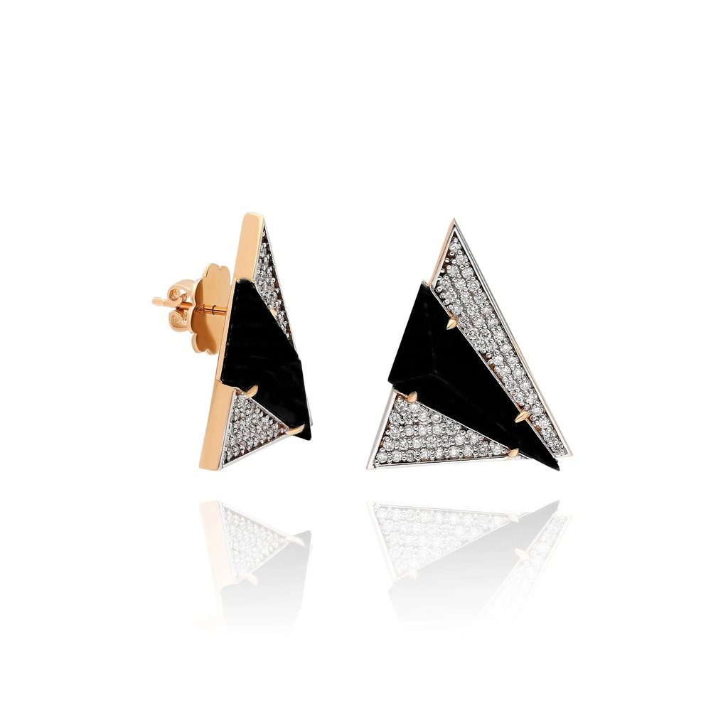 Rose Gold Neutra Aztec Earring - Black
