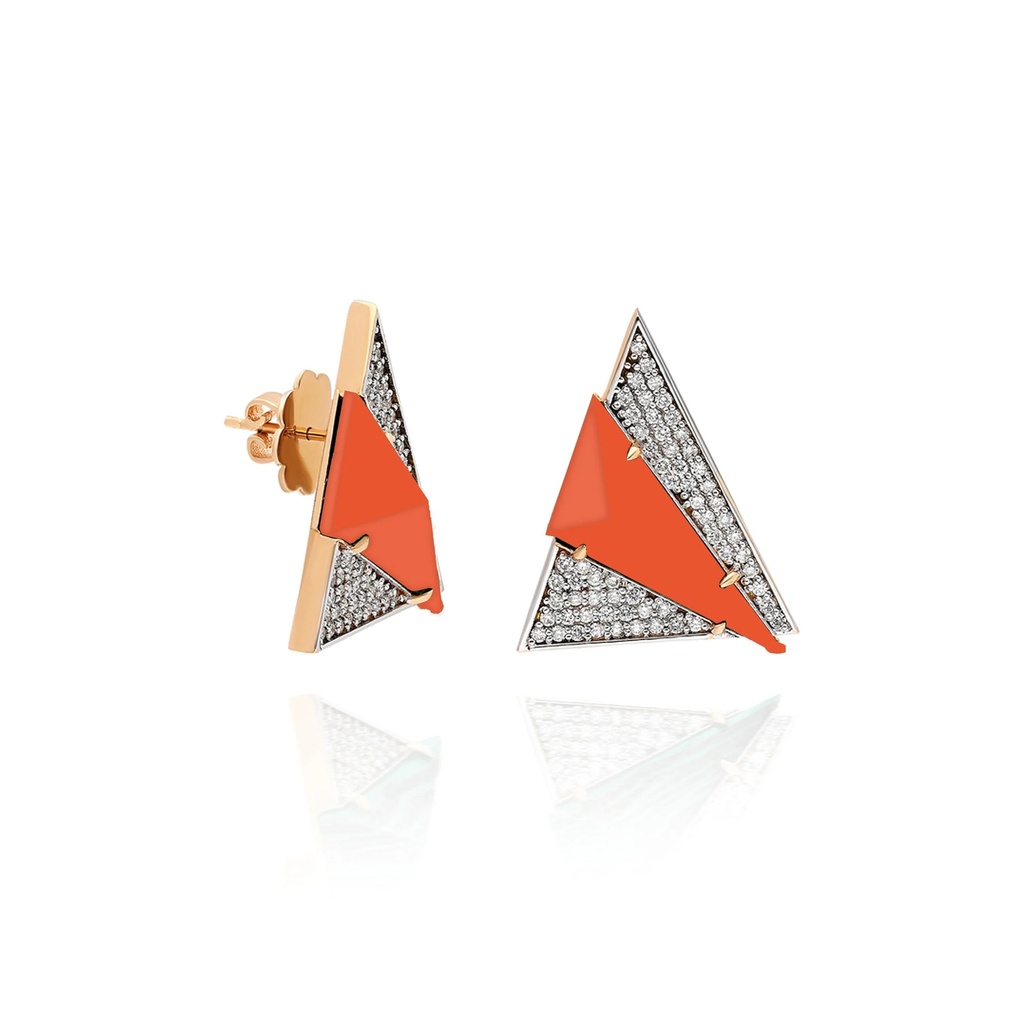 Rose Gold Neutra Aztec Earring - Coral