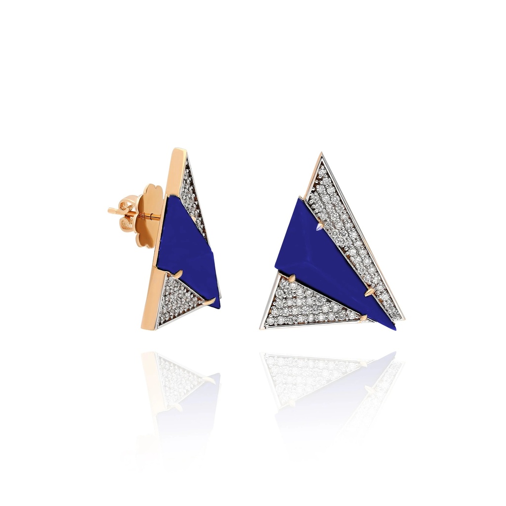 Rose Gold Neutra Aztec Earring - Lapis