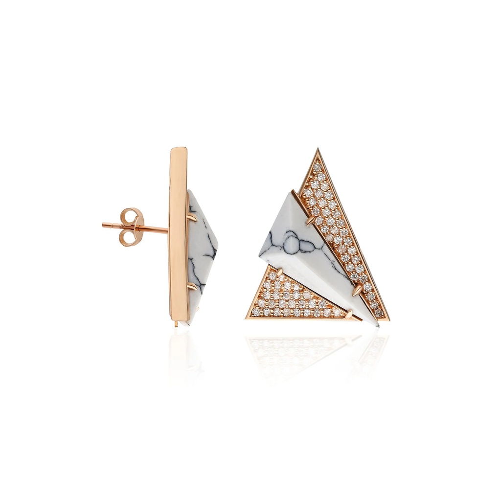 Rose Gold Neutra Aztec Earring - White Agate