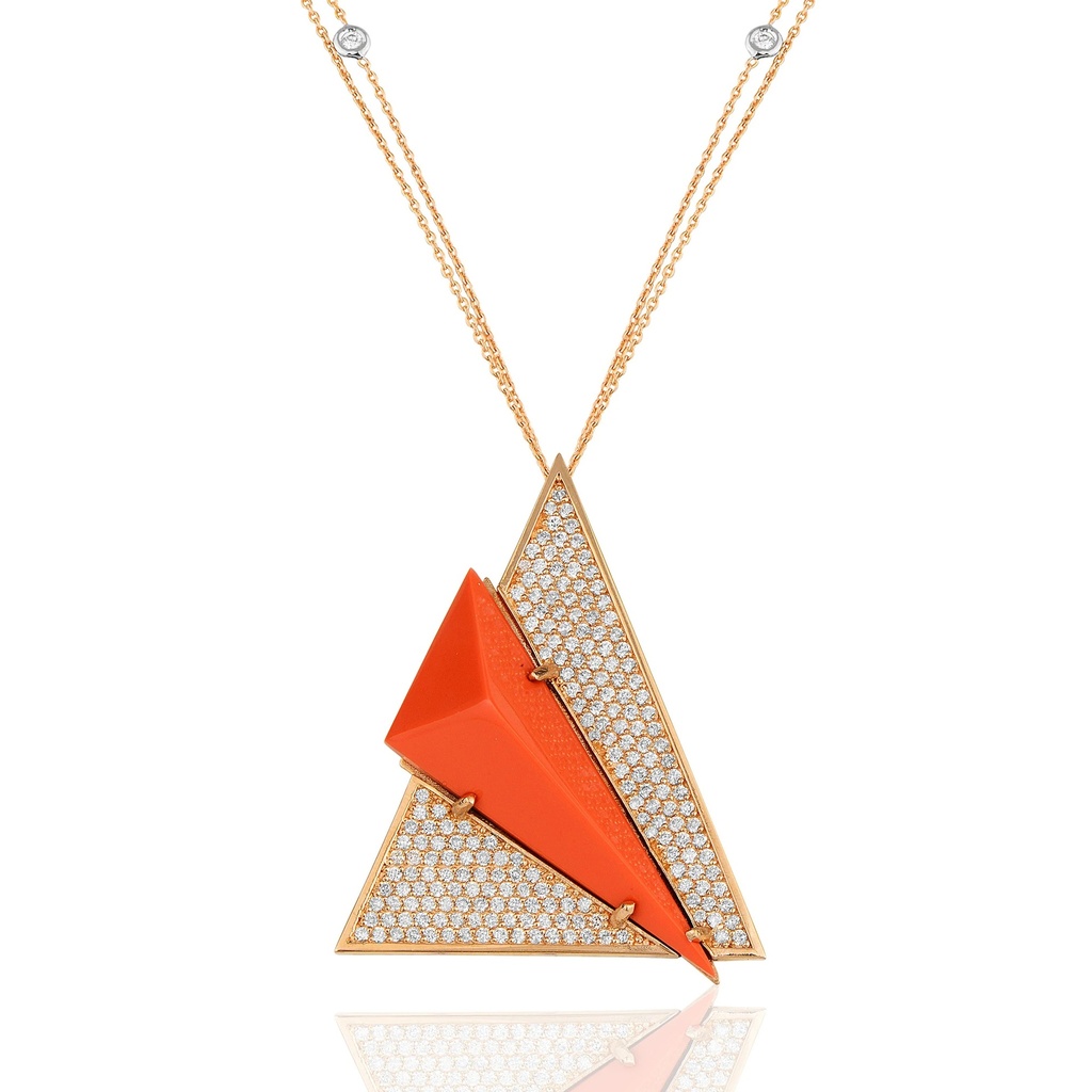 Rose Gold Neutra Aztec Medallion - Coral