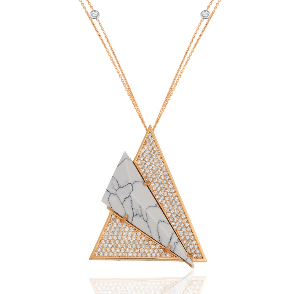Rose Gold Neutra Aztec Medallion - White Agate