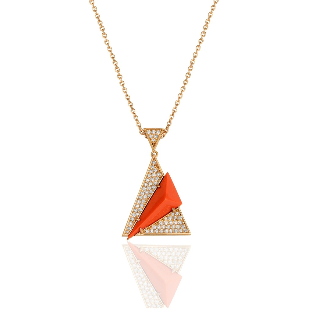 Rose Gold Neutra Aztec Pendant - Coral