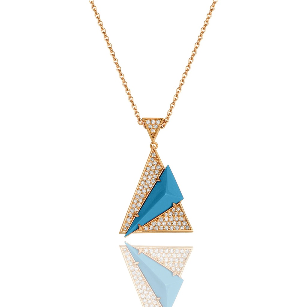 Rose Gold Neutra Aztec Pendant - Turquoise