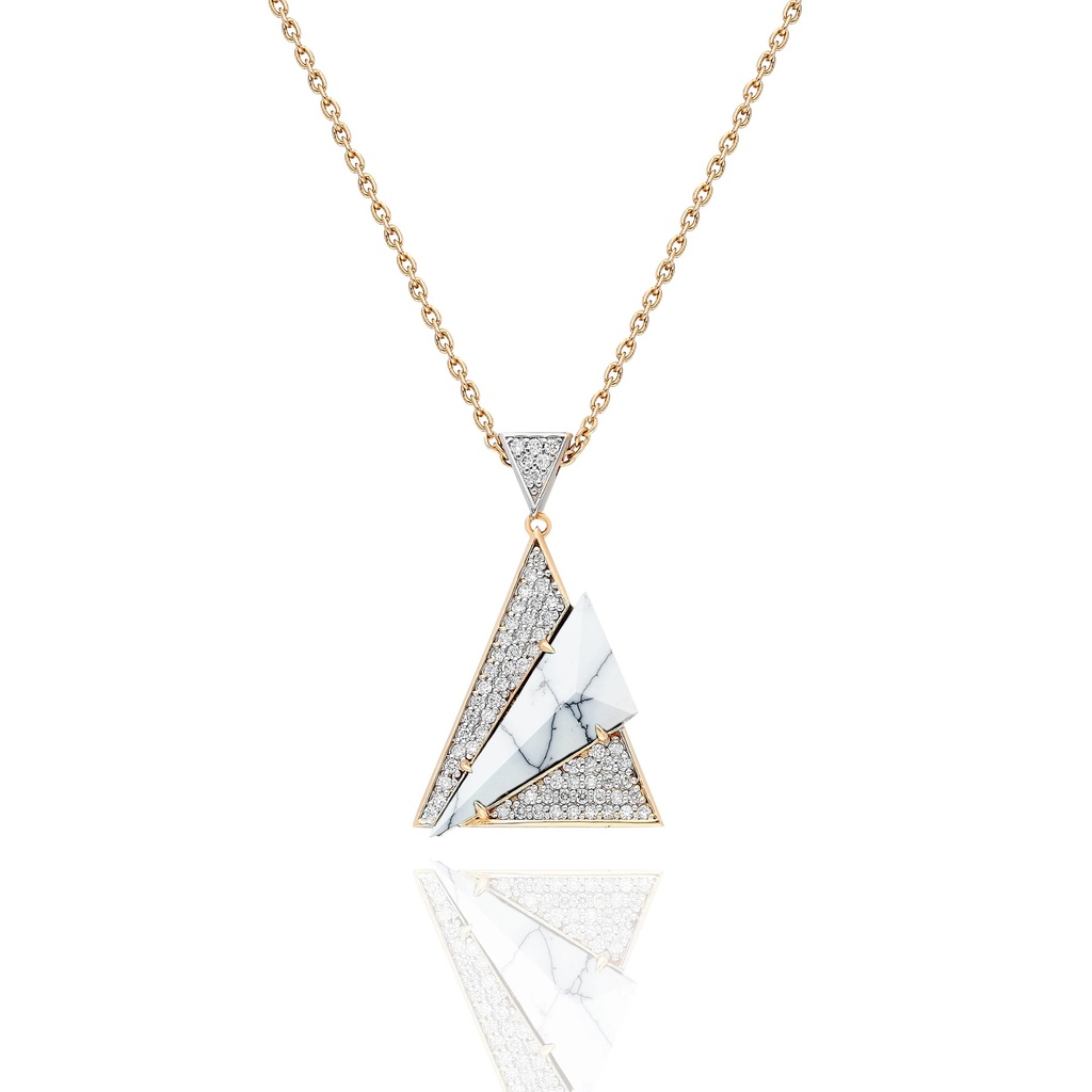 Rose Gold Neutra Aztec Pendant - White Agate