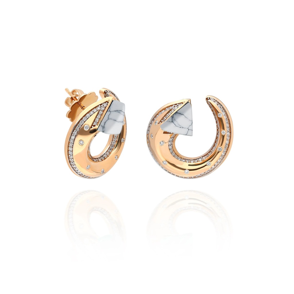 Rose Gold Neutra Balance Earrings - White Agate