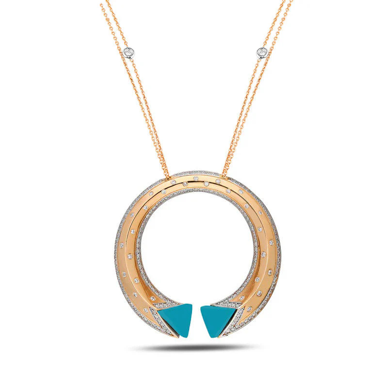Rose Gold Neutra Balance Medallion - Turquoise