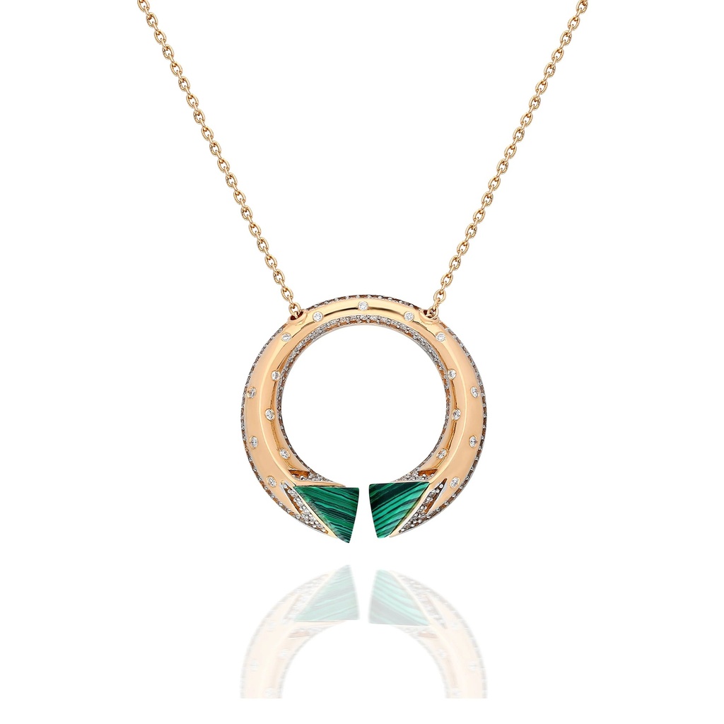 Rose Gold Neutra Balance Pendant - Malachite