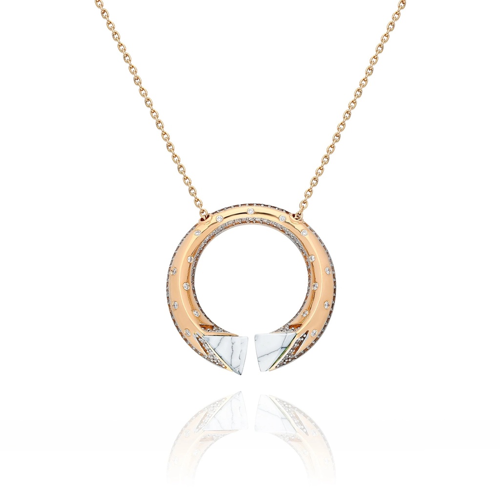 Rose Gold Neutra Balance Pendant - White Agate