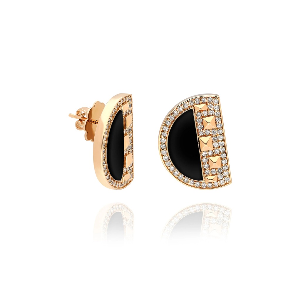 Rose Gold Neutra Cairo Earrings - Black