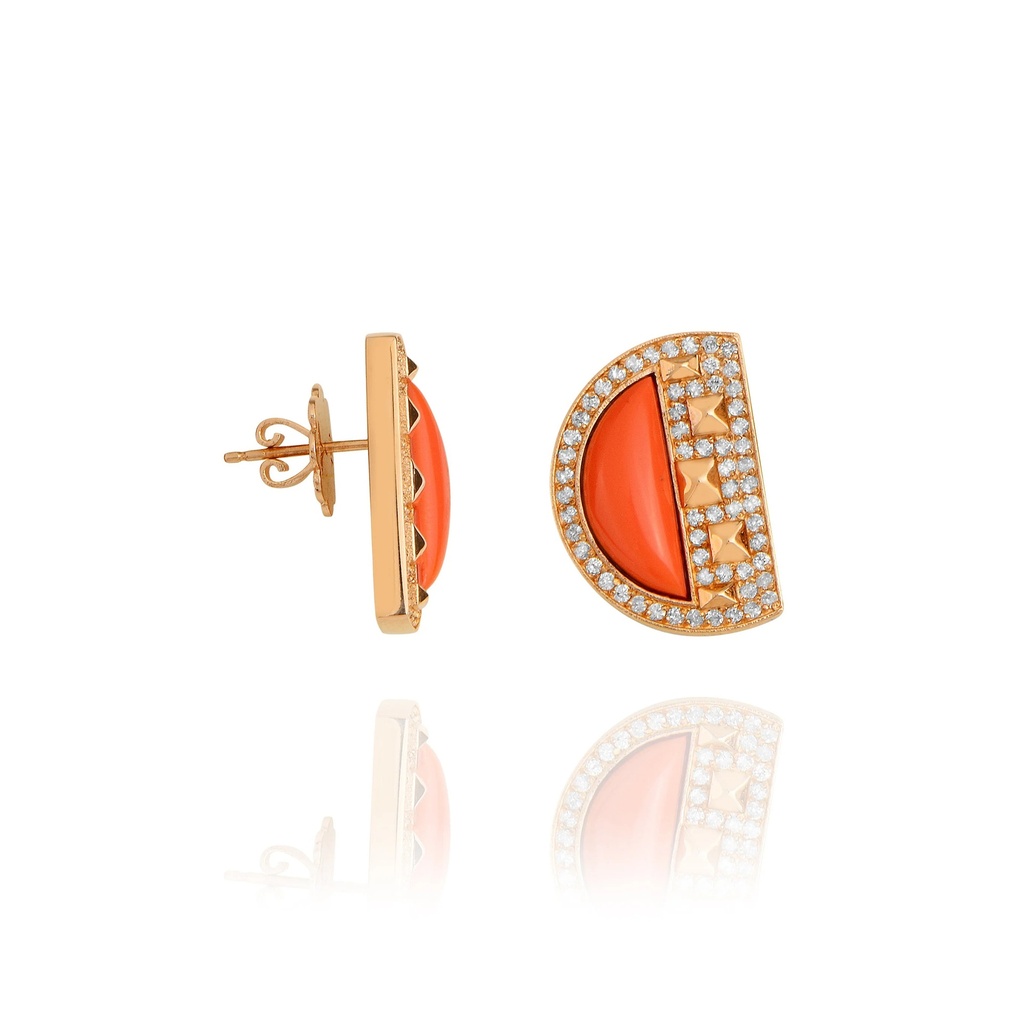 Rose Gold Neutra Cairo Earrings - Coral