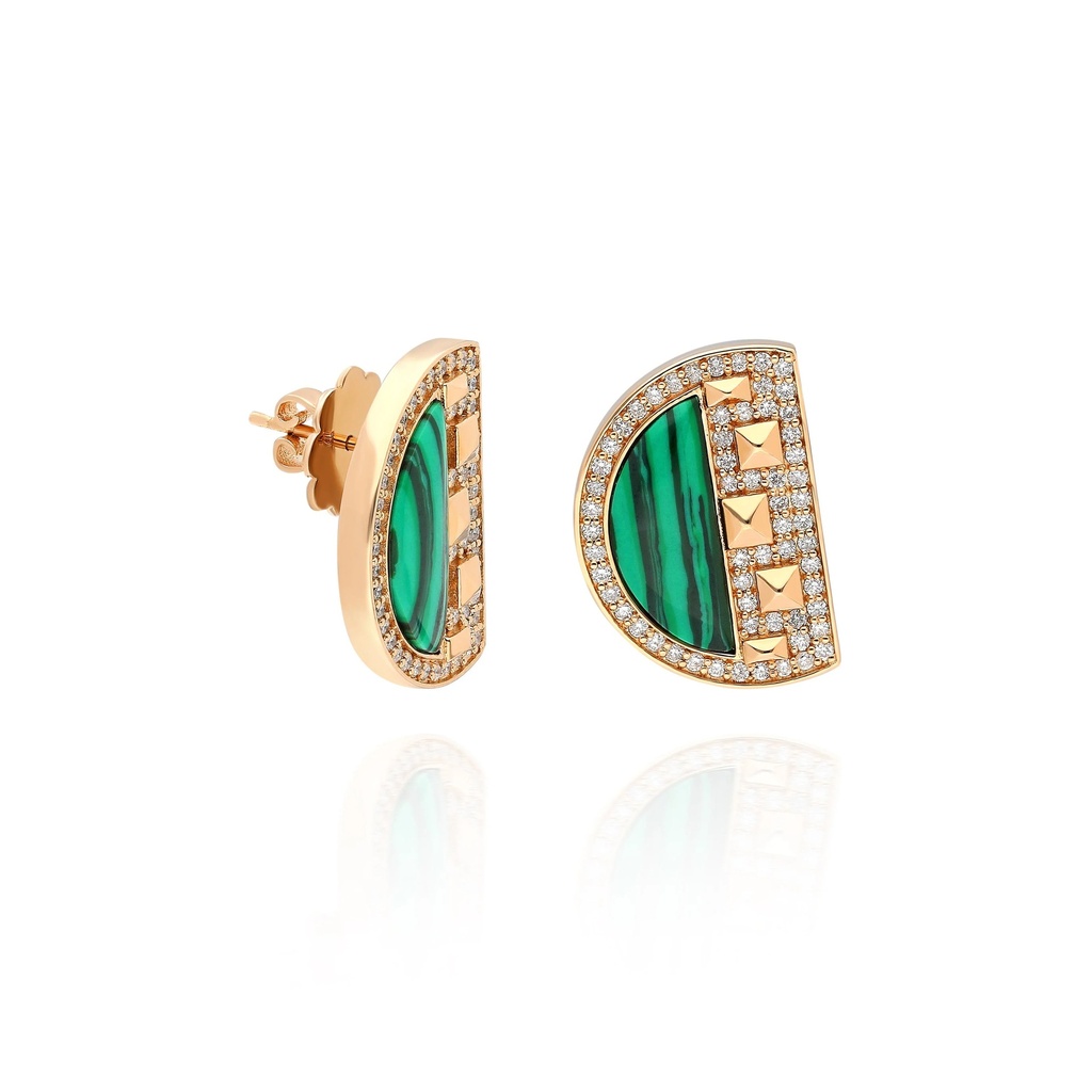 Rose Gold Neutra Cairo Earrings - Malachite
