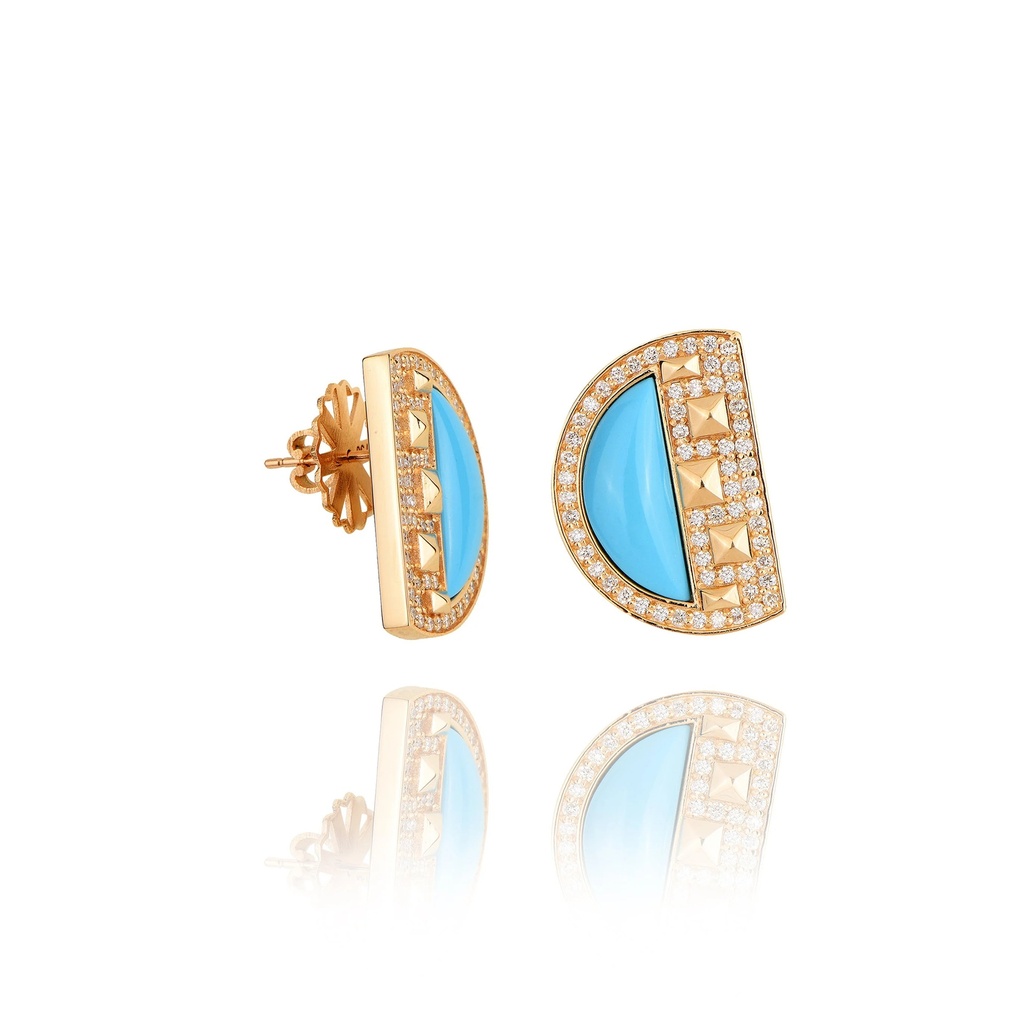 Rose Gold Neutra Cairo Earrings - Turquoise