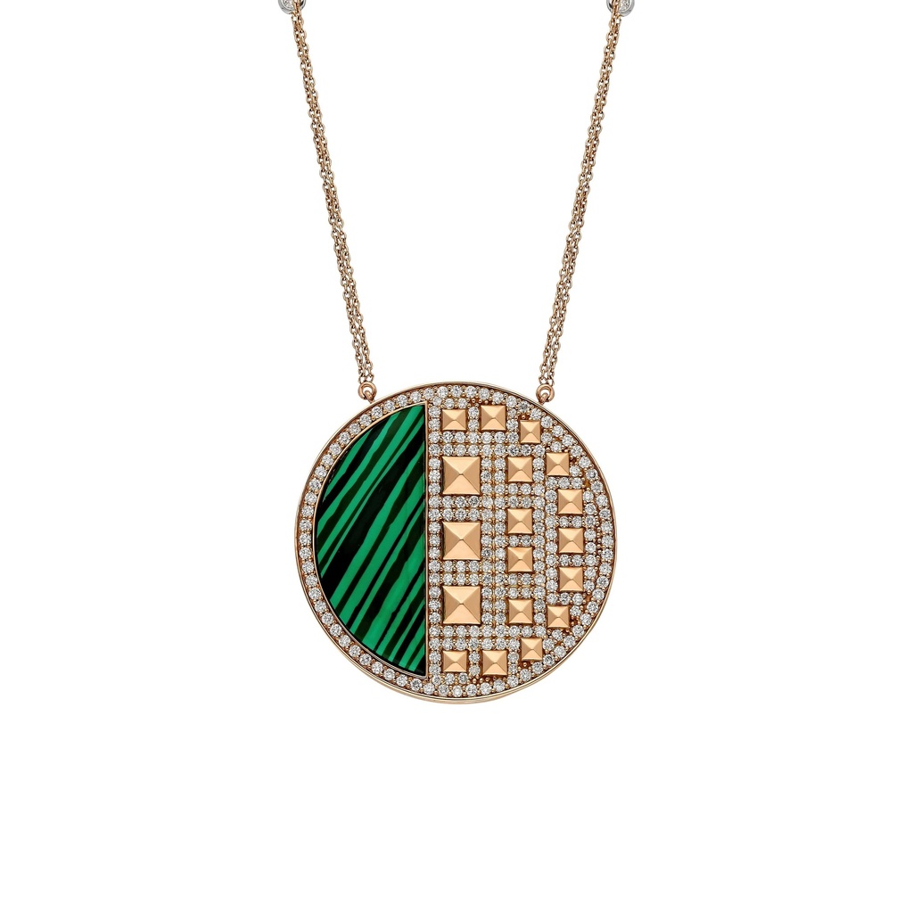 Rose Gold Neutra Cairo Medallion - Malachite