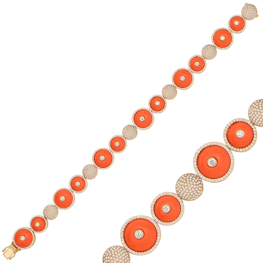 Rose Gold Neutra Dome Bracelet with Coral