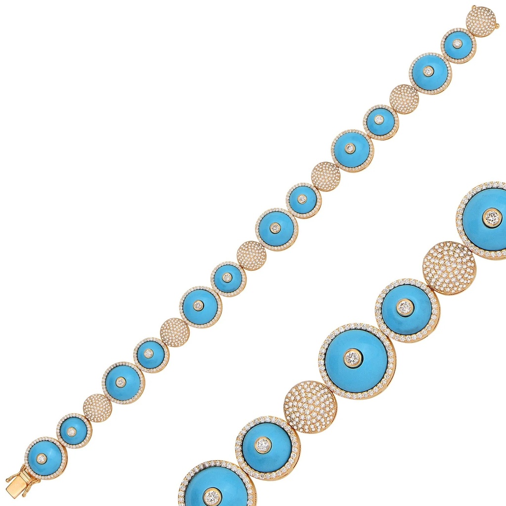 Rose Gold Neutra Dome Bracelet with Turquoise
