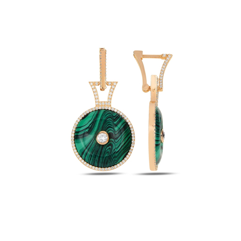 Rose Gold Neutra Dome Earring - Malachite