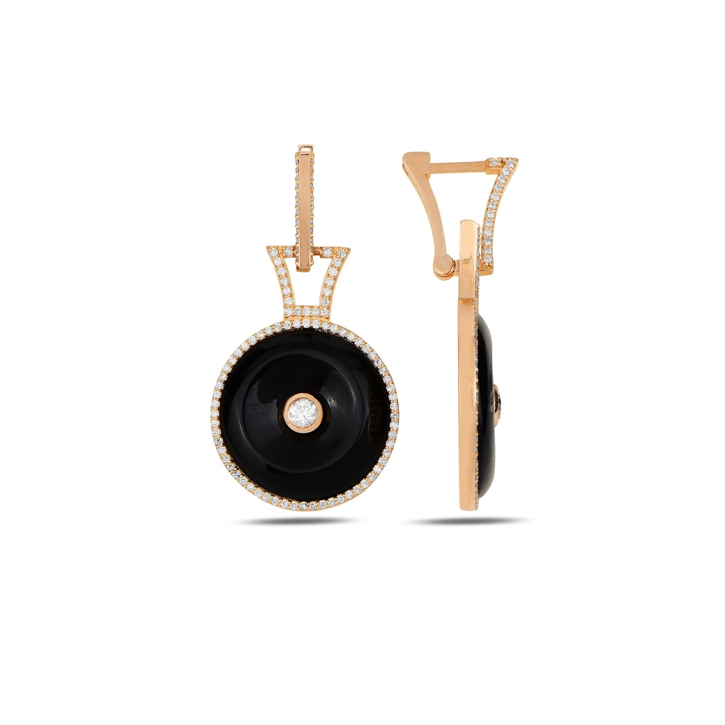 Rose Gold Neutra Dome Earring - Onyx