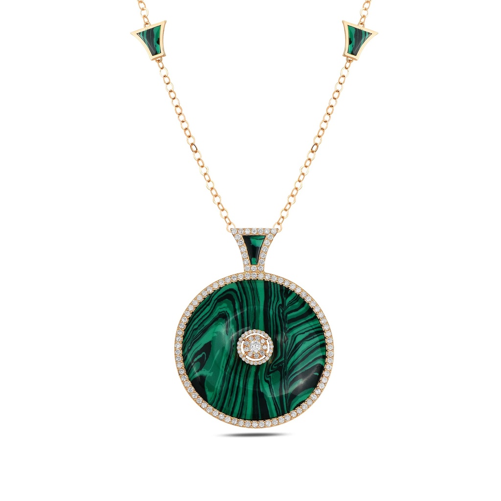 Rose Gold Neutra Dome Medallion - Malachite