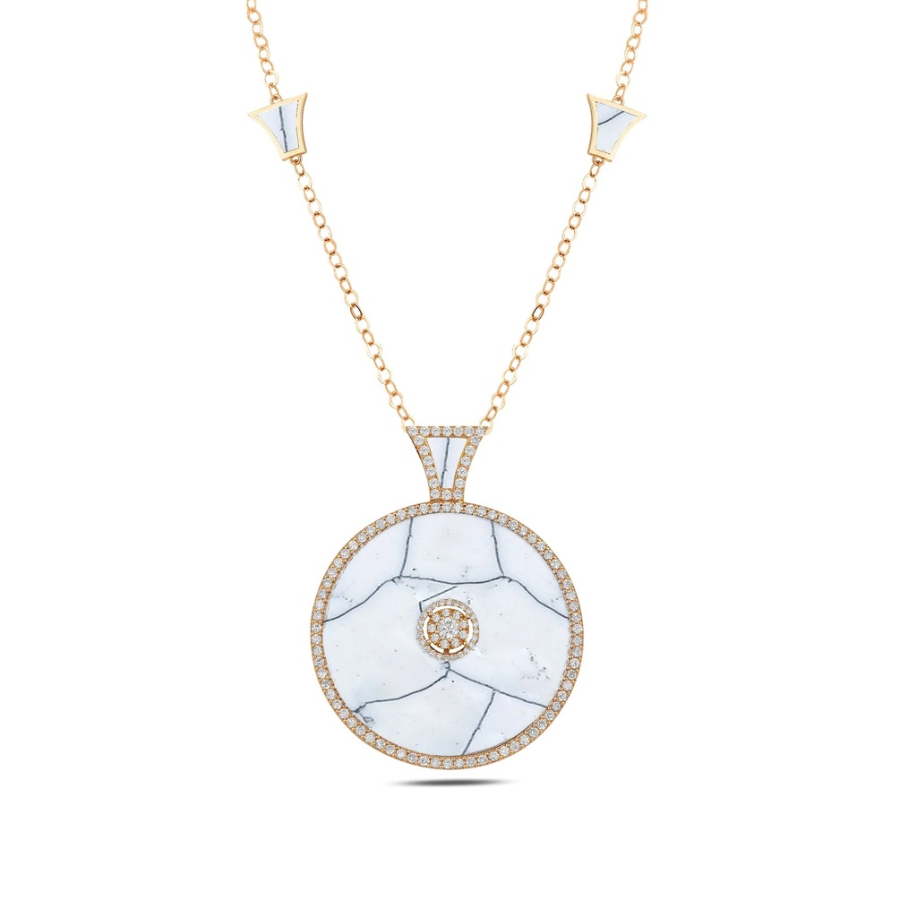 Rose Gold Neutra Dome Medallion - White Agate