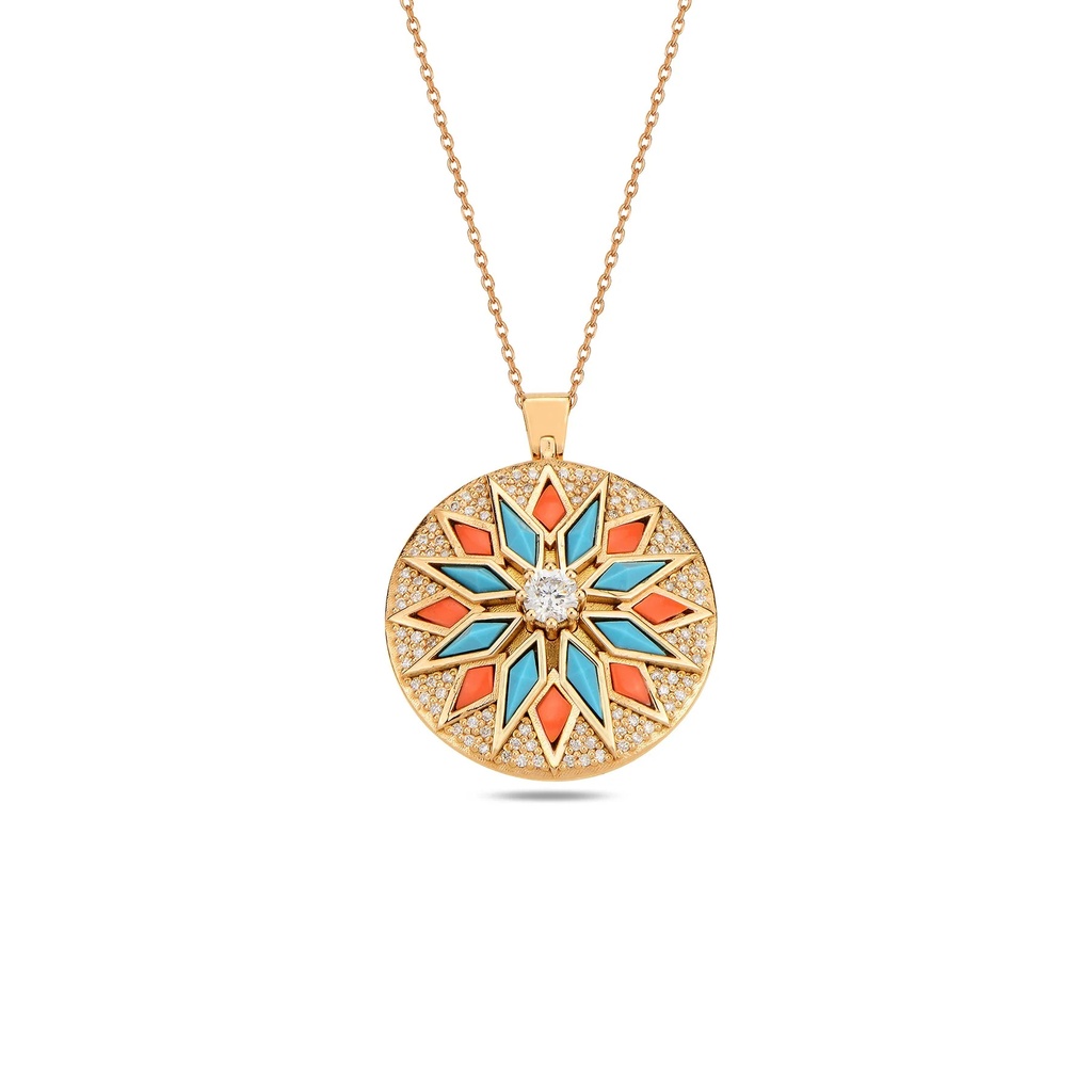 Rose Gold Nord Duo Pendant Breeze Edition : Turquoise & Coral