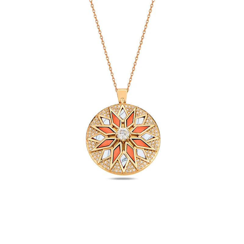 Rose Gold Nord Duo Pendant Coral & White