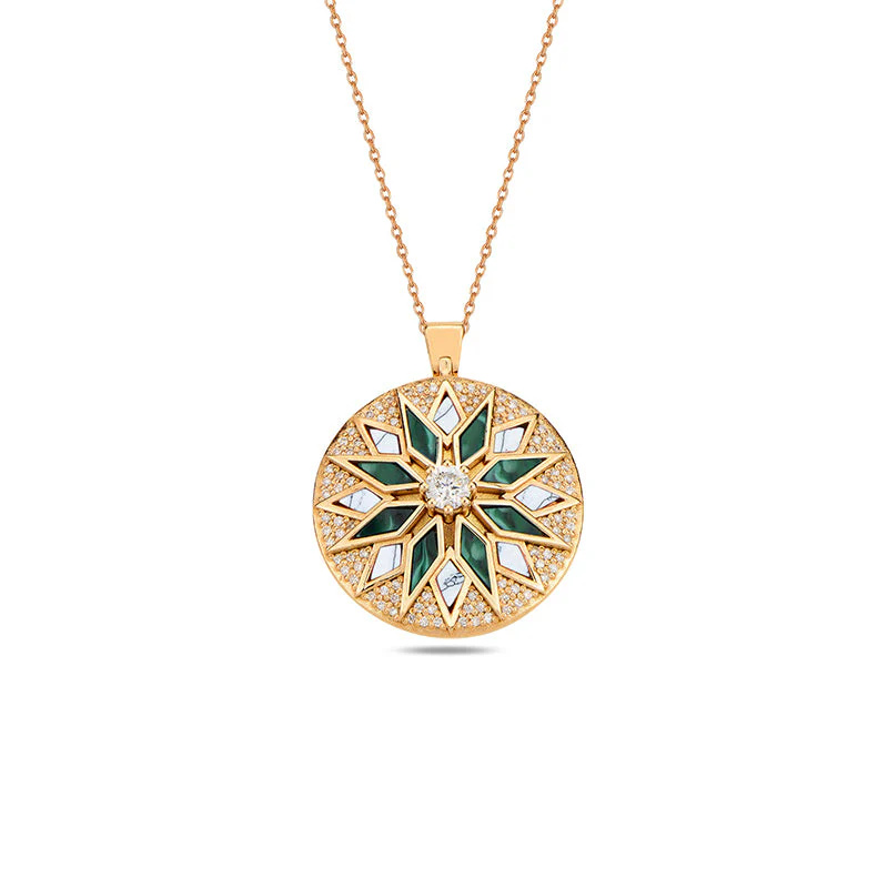 Rose Gold Nord Duo Pendant Malachite & White