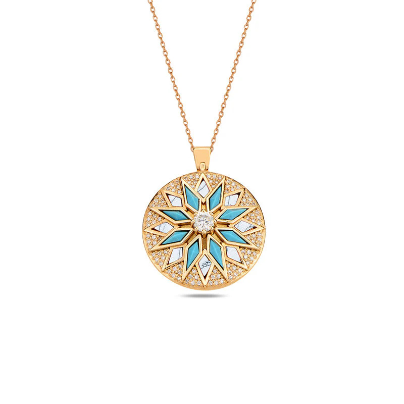 Rose Gold Nord Duo Pendant Turquoise & White