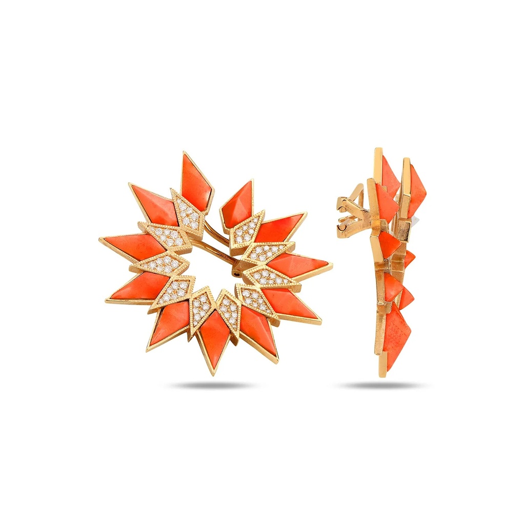 Rose Gold Nord Earrings - Coral