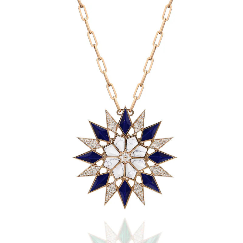 Rose Gold Nord Medallion Lapis Lazuli & White Agate