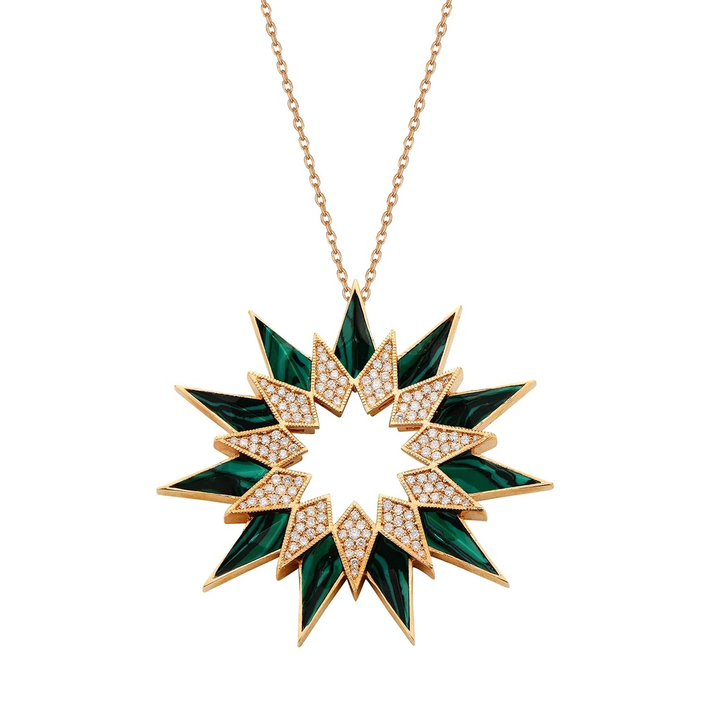Rose Gold Nord Pendant - Malachite
