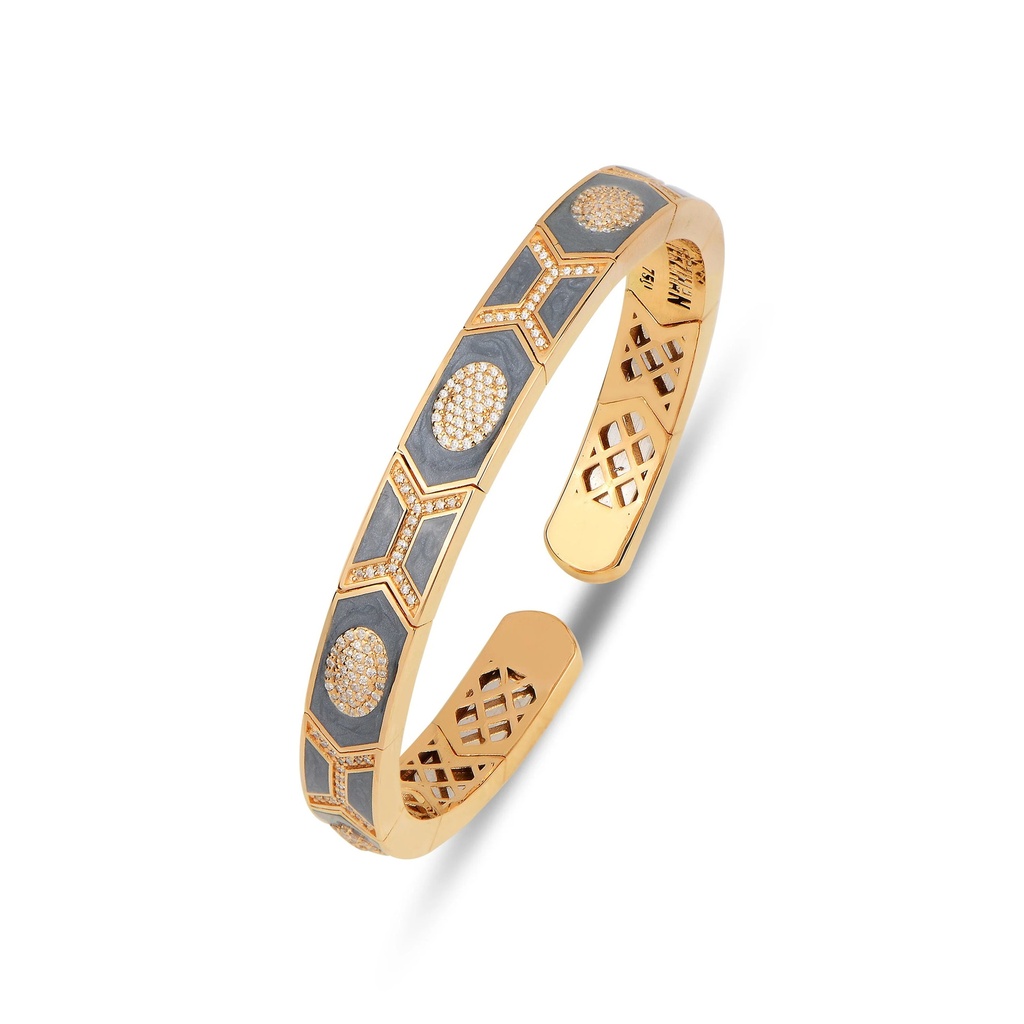 Rose Gold Shield Bracelet - Rhodium Enamel