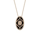 Rose Gold Shield Pendant - Black Enamel