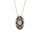 Rose Gold Shield Pendant - Blue Mother of Pearl Enamel