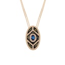 Rose Gold Shield Pendant - Blue Sapphire with Blue Mother of Pearl Enamel