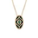 Rose Gold Shield Pendant - Emerald with Green Mother of Pearl Enamel
