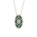 Rose Gold Shield Pendant - Green Mother of Pearl Enamel