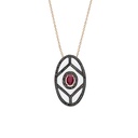 Rose Gold Shield Pendant - Ruby with Black Diamonds