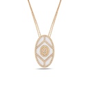 Rose Gold Shield Pendant - White Enamel