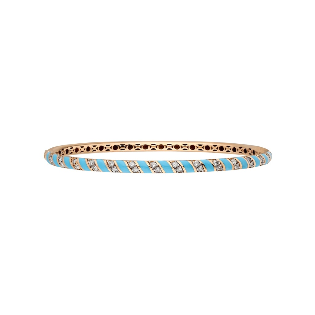 Rose Gold Tornado Bracelet - Baby Blue Enamel